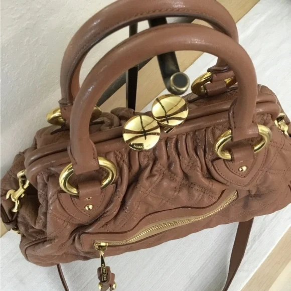 Marc Jacobs Brown Quilted Leather Stam Bag